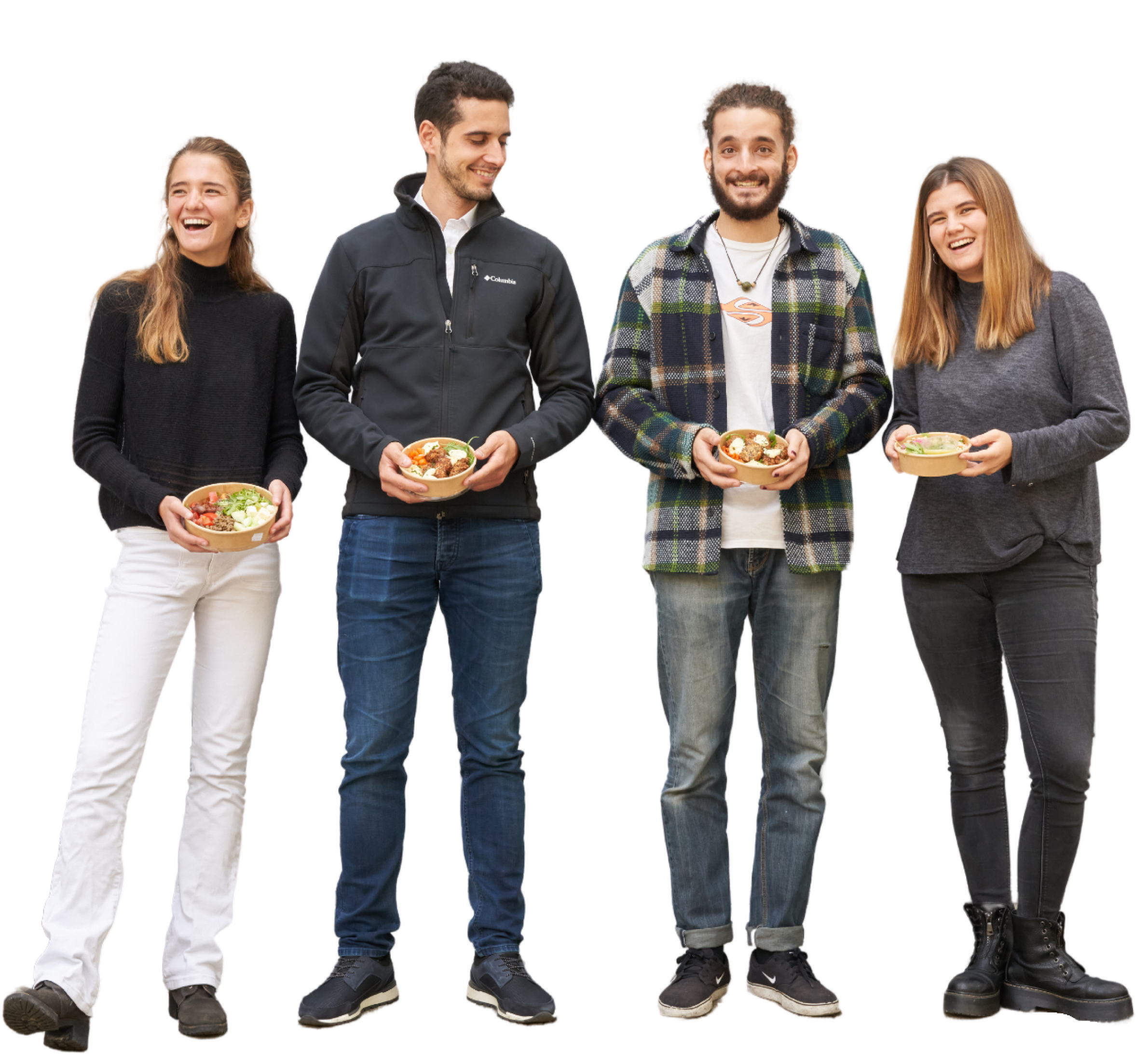 El equipo de Nora Real Food con comidas listas para entregar a los empleados de Barcelona